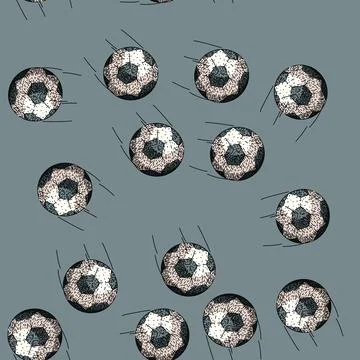 Pattern game soccer ball sketch hand drawn Stock Illustration