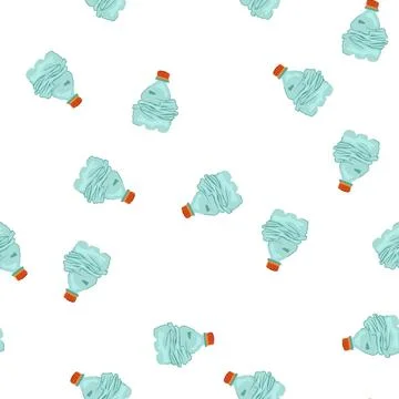 Pattern garbage crumpled plastic bottle cartoon vector Stock Illustration
