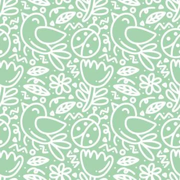 Pattern of garden doodle Stock Illustration
