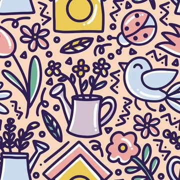 Pattern of garden doodle Stock Illustration