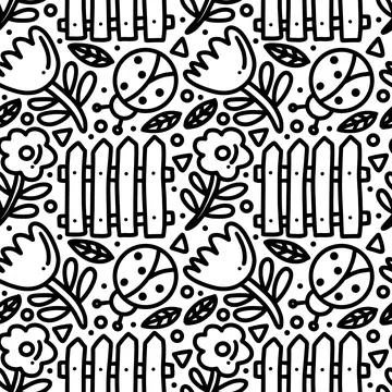 Pattern of garden doodle Stock Illustration