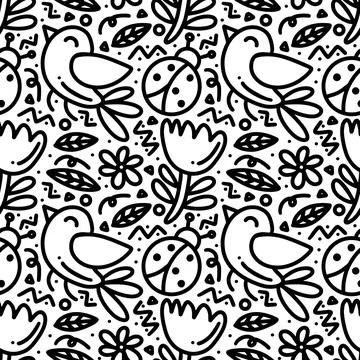 Pattern of garden doodle Stock Illustration