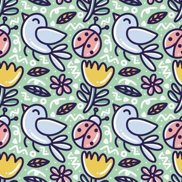 Pattern of garden doodle Stock Illustration