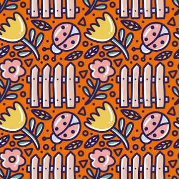 Pattern of garden doodle Stock Illustration