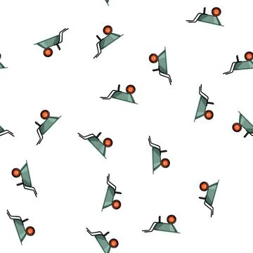 Pattern garden wheelbarrow cartoon vector Stock Illustration
