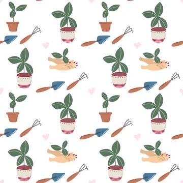 Pattern with Gardening elements Stock Illustration