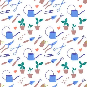 Pattern with Gardening elements Stock Illustration