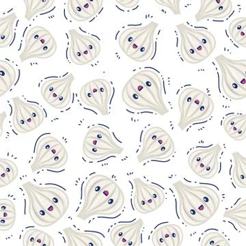 Pattern garlic Seamless, cute garlic background, for banner wall wallpaper pa Stock Illustration