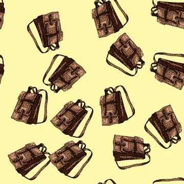 Pattern gear backpack sketch hand drawn Stock Illustration