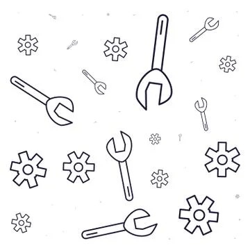 Pattern of gears pinions with wrenches イラスト素材