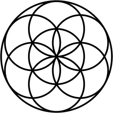 Pattern, geometric design of interwoven black color circles and lines. Stock Illustration