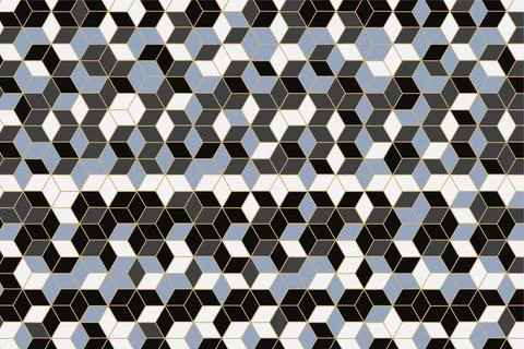 Pattern with geometric elements dark tones golden yellow border Illustrazione stock