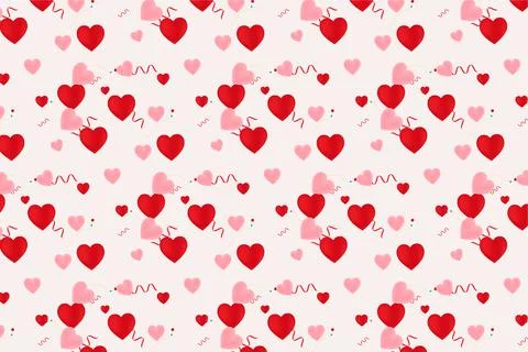 Pattern with geometric elements in red tone valentine heart pattern Stock Illustration
