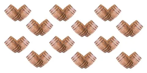 Pattern geometric pair of oak barrels oblique v shape on isolated background Stock Photos