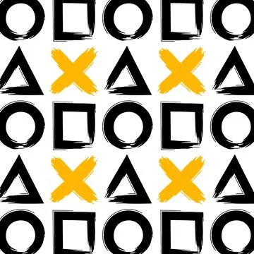 Pattern of geometric shapes, orange elements, graphic design, drawn with a .. イラスト素材