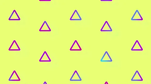 Pattern of geometric shapes in vibrant gradient holographic neon colors. Retro 動画素材 169242565