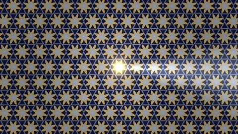 Pattern of geometric shapes with yellow flowers on a dark Stock Footage 338326939