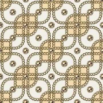 Pattern with geometric square shapes, chains 스톡 일러스트