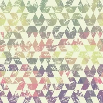 Pattern geometric with triangle and plant elements Stockillustratie
