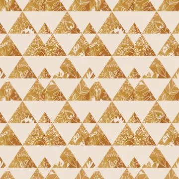 Pattern geometric with triangle and plant elements Stockillustratie