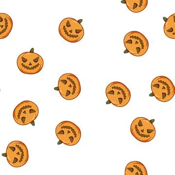 Pattern ghost pumpkin halloween character cartoon vector Stock Illustration