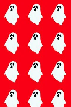 Pattern of ghosts illustrated on red background Stock Illustration