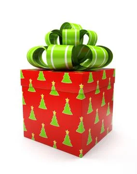 Pattern gift box with bow isolated on white backgroung Stock Illustration