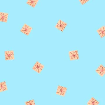 Pattern of gift boxes blue background. Illustrazione stock
