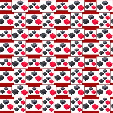 Pattern, gift boxes, red, black, gray, isolated on white-red background, text 库存插图
