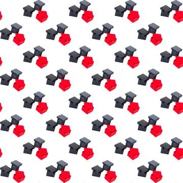 Pattern, gift boxes, red, black, gray, isolated on white background, texture, Stock Illustration