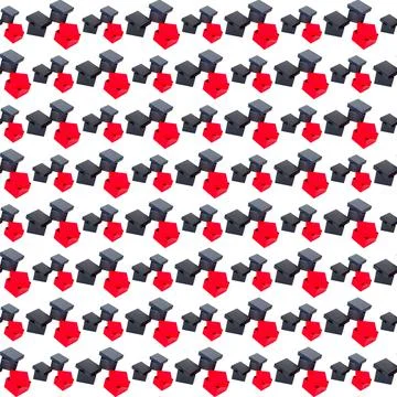 Pattern, gift boxes, red, black, gray, isolated on white background, texture, Illustrazione stock