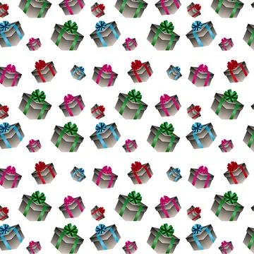 Pattern with gift boxes on white background Stock Illustration