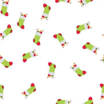 Pattern gift christmas sock cartoon vector 库存插图