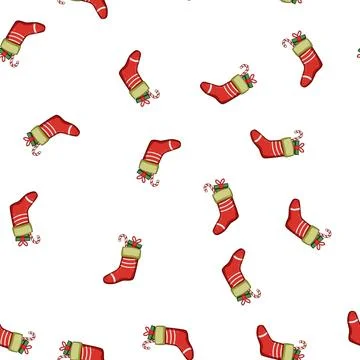 Pattern gift christmas sock cartoon vector 스톡 일러스트