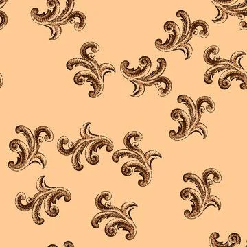 Pattern gilded baroque victorian border sketch hand drawn black Illustrazione stock
