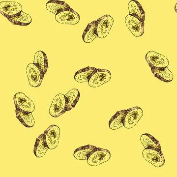 Pattern ginger slice raw sketch hand drawn Stock Illustration