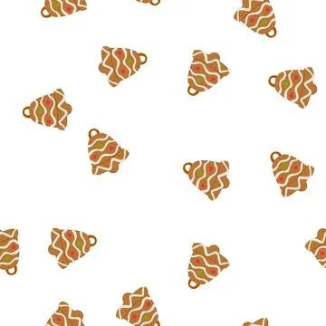Pattern gingerbread christmas bell cookie decorating festive holiday season Stock Illustration