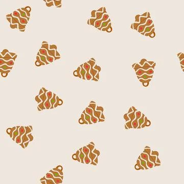Pattern gingerbread cookie shaped like a festive christmas bell, decorated wi Stock Illustration