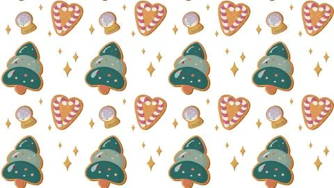 Pattern of gingerbread cookies. Christmas sweets Stock Illustration