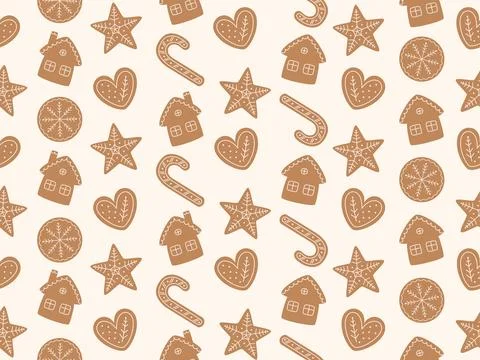 Pattern gingerbread cookies Stock Illustration