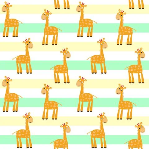 Pattern with giraffes. Safari animals, solid pattern. Childrens cute characters Stock Illustration
