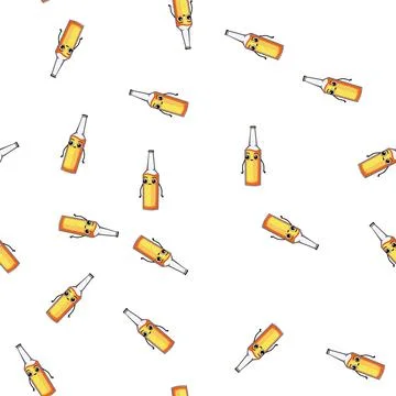 Pattern glass beer bottle character cartoon vector Stock Illustration