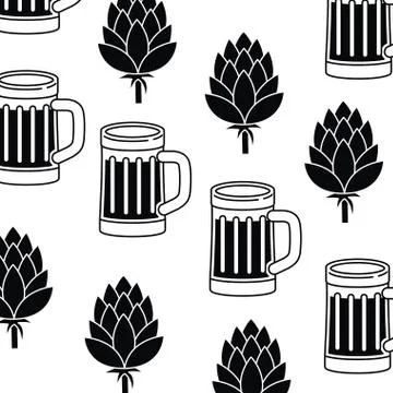 Pattern glass with beer isolated icon Stock Illustration