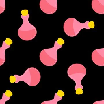 Pattern of glass bottles filled with elixir Stock Illustration