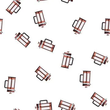 Pattern glass french press coffee cartoon vector Stock Illustration
