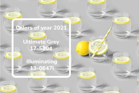 Pattern of glass of lemonade a gray background. Stock Photos