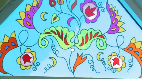 Pattern on glass in the mosque Stock Footage 36537476