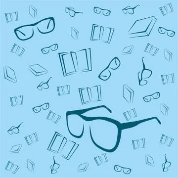 Pattern of glasses and books Stock Illustration