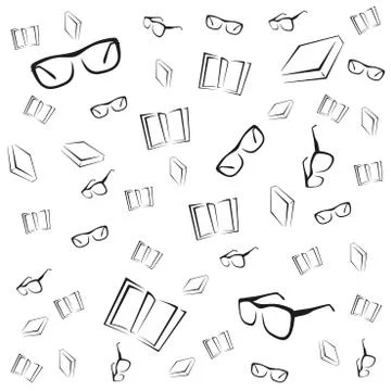 Pattern of glasses and books Stock Illustration