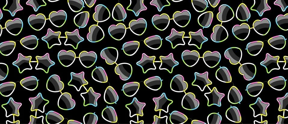 Pattern with glasses with a frame of different shapes of the color Stock Illustration